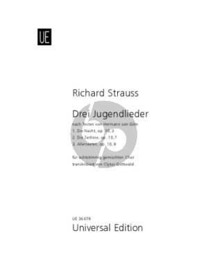 Richard Strauss 3 Lieder from the Early Days for Mixed Eigth-part choir (SSAATTBB) a cappella