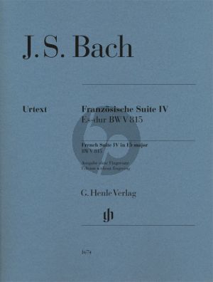 Bach French Suite IV E flat major BWV 815 Piano solo WITHOUT FINGERING (Editor Ullrich Scheideler)