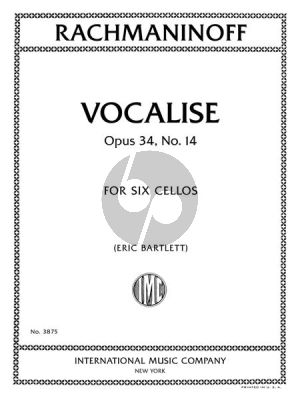 Rachmaninoff Vocalise Op. 34, No. 14 for 6 Cellos (Score/Parts) (arr. Eric Bartlett)