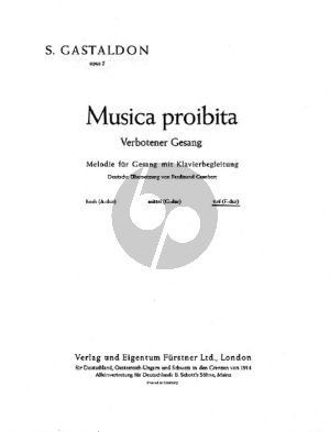Gastaldon Musica Proibita - Verbotener Gesang Op.5 Tiefe Stimme (F-dur) und Klavier (Deutsch / Italienisch)