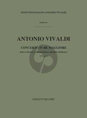 Vivaldi Concerto RV 564 per 2 Violini e 2 Violoncelli, Strings and Bc Score (Gian Francesco Malipiero)