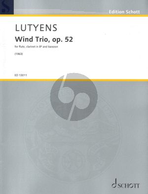 Lutyens Wind Trio Op. 52 for Flute, Clarinet in Bb and Bassoon (Score and Parts) (In the Meadows / Sur la prairie verte (1963))