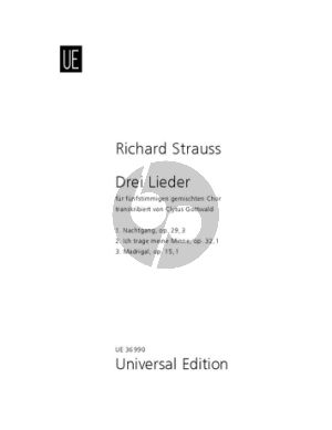 Strauss 3 Songs for Mixed Five-Part Choir SATBB Choral Score (Arranger: Clytus Gottwald)