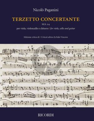Paganini Terzetto Concertante MS 114 Viola-Cello and Guitar (Score/Parts) (edited by Italo Vescovo)