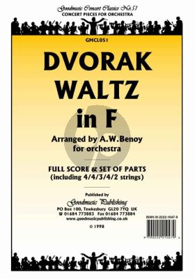 Dvorak Waltz in F for Orchestra Score and Parts (arranged by A.W. Benoy)