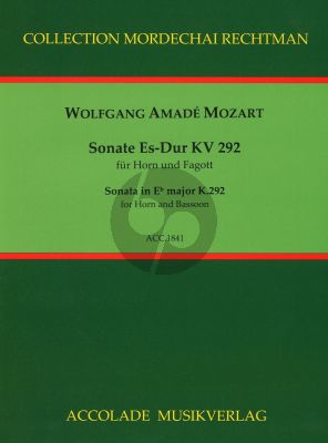 Mozart Sonate KV 292 Horn und Fagott (Part./Stimmen) (transcr. Mordechai Rechtman)