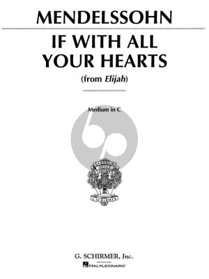 Mendelssohn If With All Your Hearts (from Elijah) for Medium Voice in C and Piano