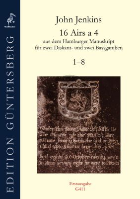 Jenkins 16 Airs a 4 No. 1 - 8 for 2 Treble and 2 Bass Viols, and Bc (Score/Parts) (edited and reconstructed by Andrew Ashbee)