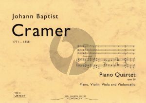 Cramer Piano Quartet Op.28 (or 35) (1803) for Piano, Violin, Viola and Cello (Score and Parts)