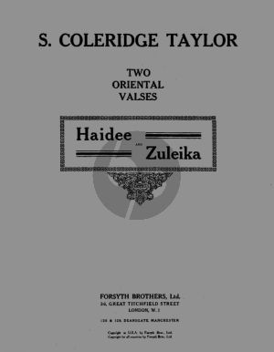 Coleridge-Taylor Haidee and Zuleika Piano solo