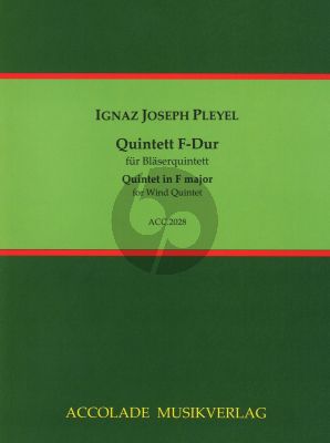Pleyel Quintett F-Dur Flöte, Oboe, Bassetthorn (Klarinette in B), Fagott, Horn (Part./Stimmen) (Hans-Peter Vogel)