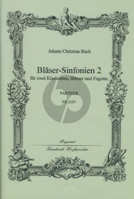 Bach 6 Sinfonien 2 (No.4 - 6) 2 Clar.[Bb]- 2 Hrns[Bb.] 2 Bns. Score (edited by Fritz Stein)