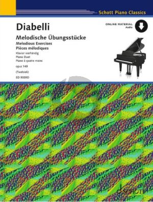 Diabelli Melodische Ubungsstucke Op.149 for Piano 4 Hands (Book with Online Audio) (Arr. Monika Twelsiek)