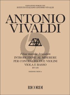 Vivaldi Filiae maestae Jerusalem RV 638 Contralto, 2 Violins Viola e Bassa (Introduzione al Miserere) (Fullscore) Nabestellen