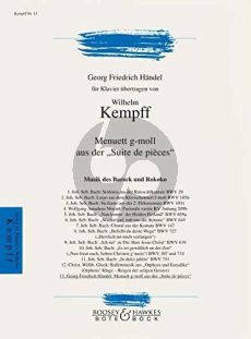 Handel Menuett g-moll aus der Suite de pièces Klavier (transcr. Wilhelm Kempff)