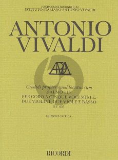 Vivaldi Credidi Propter Quod Locutus Sum RV 605 (Salmo 115) (5 Mixed Voices-2 Violins-2 Viole-Basso) (Score)