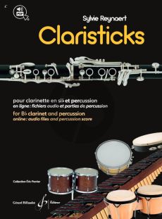 Reunaert Claristicks for Clarinet and Percussion BK with Audio files and Percussion Score