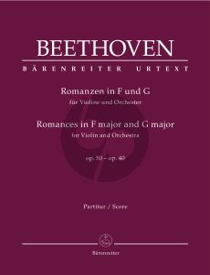 Beethoven Romances Op.40 and 50 in F major and G major for Violin and Orchestra Fullscore (Edited by Jonathan Del Mar) (Barenreiter-Urtext)