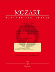 Mozart Concerto B-flat major KV 191 Bassoon-Orchestra Edition for Bassoon and Piano (Editor Franz Giegling)