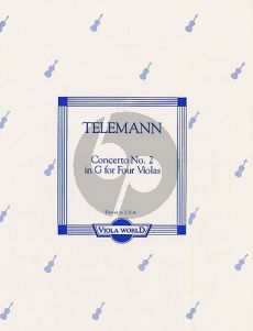 Telemann Concerto No.2 G-Major (4 Violas) (Score/Parts)