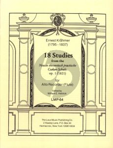 Krahmer 18 Studies Op. 1 from The Neuste Theoretisch Practische Csakan-Schule for Treble Recorder (William Hettrick)