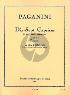 Paganini 17 Caprices et Mouvement Perpetuel Clarinette (Delecluse)