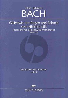Bach Kantate BWV 18 Gleichwie der Regen und Schnee vom Himmel fällt Soli-Chor-Orchester Partitur (Klavierauszug von Paul Horn) (Frieder Rempp)