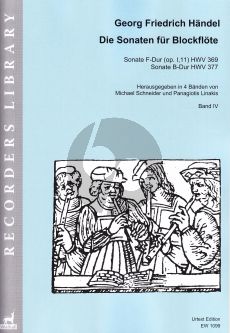 Handel Sonaten Band 4 für Blockflöte und Bc (HWV 369 - 377) (Michael Schneider and Panagiotis Linakis)