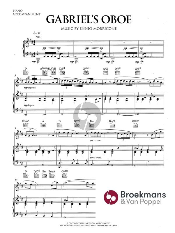 Gabriel's Oboe for Piano or Oboe-Piano - Ennio Morricone | Broekmans & Van Poppel
