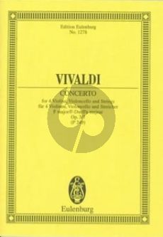Vivaldi Concerto in F major Op.3 No.7 RV 567 (PV 249) (L'Estro Armonico) 4 Violins, Cello, Strings and Bc Study Score (Editer Rudolf Eller) (Eulenburg)