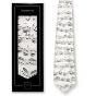 Stropdas Wit met Notenbeeld (Tie Sheet Music White) (100% Zijde / Pure Silk)