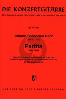Bach Partita No.2 für Violine solo BWV 1004 d-Moll fur Gitarre (Bearbeitet von Siegfried Behrend)