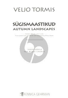 Tormis Sugismaastikud Autumn Landscapes for Mixed Voices