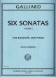 Galliard 6 Sonatas Vol.1 Bassoon-Piano (Fussl-Weisberg)