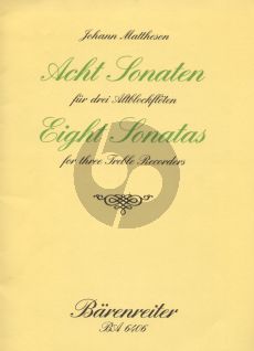 Mattheson 8 Sonaten Op. 1 No. 3 - 10 3 Altblockflöten (Spielpartitur) (Franz Julius Giesbert)