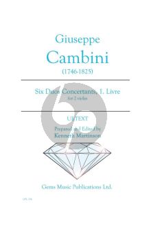 Cambini 6 Duos Concertants Volume 1 for 2 Violas (Prepared and Edited by Kenneth Martinson) (Urtext)