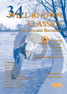 Glaser 34 Well-Known Classics (Descant Rec.) (Bk-Cd) (grade 2-3) (CD Play-Along with Orch.)