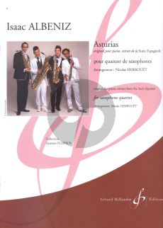 Albeniz Asturias (de Suite Espagnole) 4 Saxophones (SATB) (Score/Parts) transcr. Nicolas Herrouet)