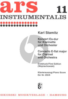 Stamitz Konzert Es-dur Klarinette und Orchester Uasgabe fur Klarintte und Klavier (Herrausgegeben von Johannes Wojciechowski)