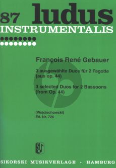 Gebauer 3 ausgewahlte Duos Op.44 fur 2 Fagotte (Herausgegeben von Johannes Wojciechowski)