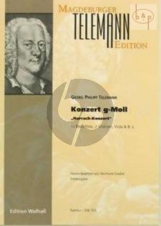 Telemann Concerto g-minor (Harrach-Konzert) (Recorder-2 Vi.-Va.-Bc) (Score) (edited by Reinhard Goebel)