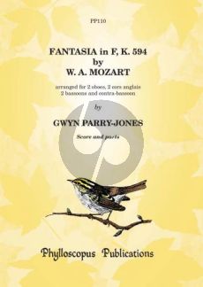 Mozart Fantasia F-major KV 594 2 Ob.-2 Cor Angl.- 2 Bns-Contra Bsn. (Score/Parts) (arr. Gwyn Parry-Jones)
