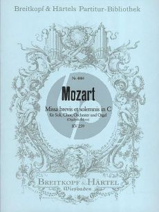 Mozart Missa brevis et solemnis C-dur KV 259 Soli-Chor-Orchester mit Orgel (Partitur) (Wolfgang Horn)