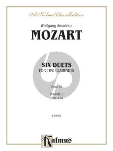 Mozart 6 Duets Op.70 Vol.1 for 2 Clarinets