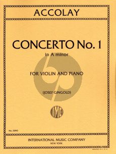Accolay Concertino No.1 a minor Violin and Piano (edited by Josef Gingold) (IMC)