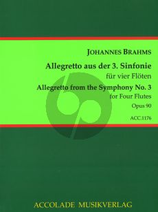 Brahms Poco Allegretto (from Symphony No.3) 4 Flutes (Score/Parts) (arr. Guy du Cheyron)