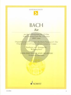 Bach Air (from Orchestral Suite No.3 BWV 1068) for Violoncello and Piano (original version in D-major and easy version in C-major) (arr. Wolfgang Birtel)