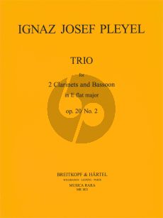 Pleyel Trio A-flat major Op.20 No.2 2 Clarinets-Bassoon (Score/Parts) (edited by Himie Voxman)