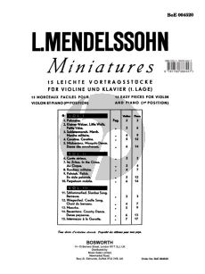 Mendelssohn Miniatures Vol.1 for Violin and Piano (Easy Pieces in the 1st.Position)