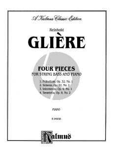 Gliere 4 Pieces Op.32 Double Bass-Piano